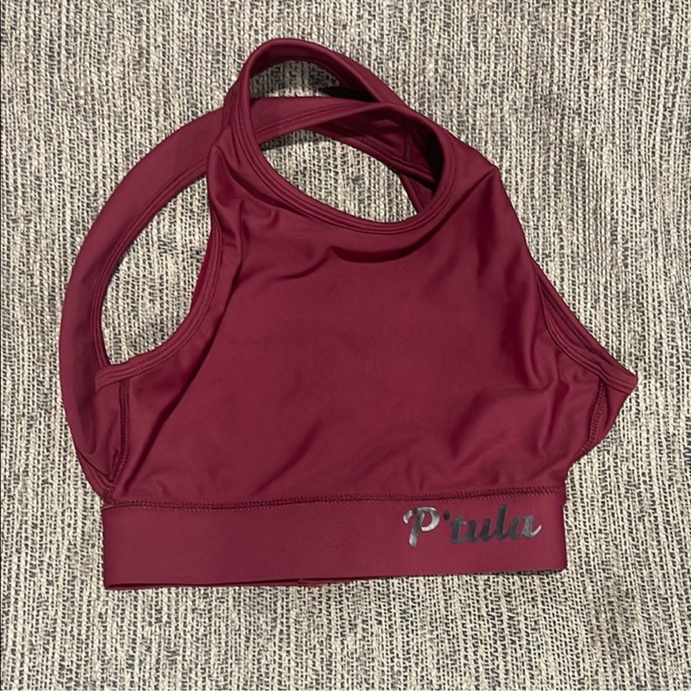P’tula Maroon Red Sports‎ Bra Small Gym Running Yoga Exercise